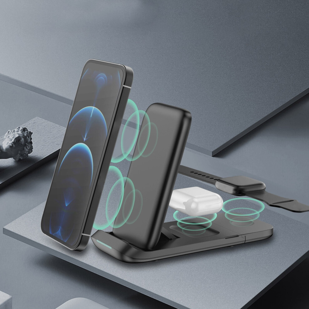 Car Accessories, Folding Three In One Wireless Charger 15W Fast Charging Multi-Functional Magnetic Suction Wireless Charging 9193271549246