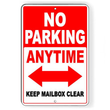 No Parking Anytime Double Arrow Mailbox Clear Metal Sign Size: 8 x 12 Inch