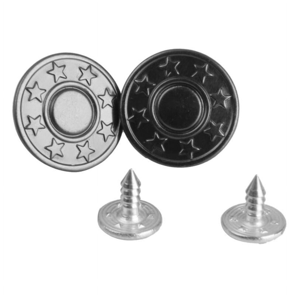50 Set No-Sew Metal Star Pattern Tack Snap Jeans Buttons Black 17Mm 9418476318429