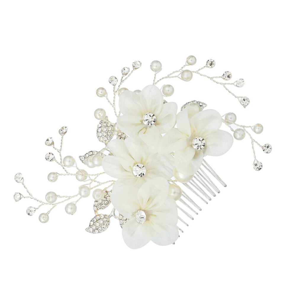 Unisex Silver Handmade Bridal Hair Comb With Rhinestones For Elegant Wedding And Formal Hairstyles
