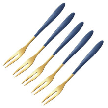 Feiona Appetizer Small Forks Set of 5, 5.2 Inches, Dessert Forks Stainless Steel, 2-Tine Portable Cocktail Salad Fruit Forks for Party Travel