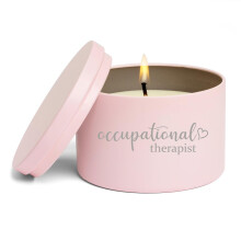 Scented Candle Gift 8oz with Lid Occupational Therapist with Heart (Citrus - Pink)