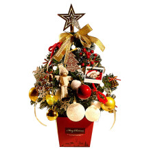 ELEVENTIME Pre-Lit Pre-Decorated Tabletop Christmas Tree, Rose Gold & Pine Cones, Snow Flocked Mini Tree with Lights compatible with Xmas Decor
