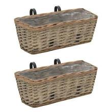 vidaXL Balcony Box 2 pcs Basket with PE Lining 40 cm Brown