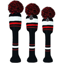 Golf Headcover 3-Pack Compatible with Wood, Driver, Fairway, Hybrid - Knitted Pom Design 1/3/5 for Men, Women, Kids - Soft, Anti-Wrinkle