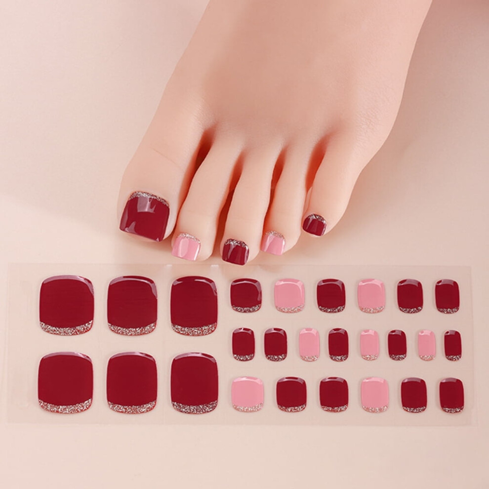 At Salon Home Pedicure Gel Toe Nail Strips UV LED Curing Required Nail Art Wrap