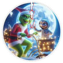 The Grinch World Travel Christmas Tree Skirt with Pom Trim,Holiday Christmas New Years Party Decorations 36