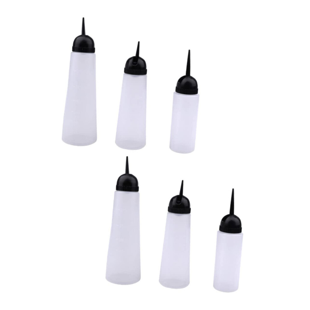 6pcs Hair Color Applicator Bottles with Accurate Measurement Scale for Salon and Home Use