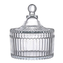 Crystal Sugar Bowl with Lid, Elegant Glass Candy Jar for Living Room, Vintage Decorative Accent