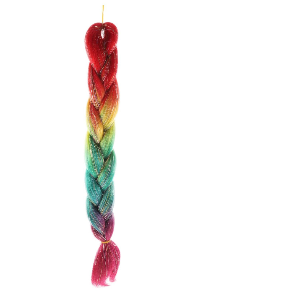 Pre Stretched Rainbow Braiding Hair Extensions with Glitter Tinsel, Soft Heat Resistant for Box Braids
