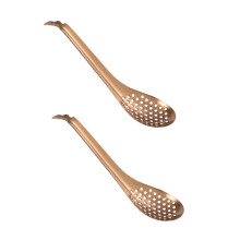 2pcs Rose Gold Stainless Steel Skimmer Spoon Set with Fine Mesh and Ergonomic Handle for Kitchen Use