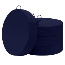 Outdoor Chair Cushions Set of 4 Waterproof Round 15 Inch with Ties Triple Layer Foam Navy