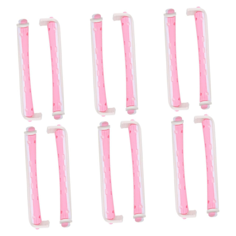Pink 24Pcs Hair Curlers For Women No Heat Perm Rods Diy Heat Curling Set Reusable
