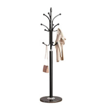 Black Metal Freestanding Coat Rack with 12 Hooks, Stable Round Base Hall Tree for Entryway Hats and Jackets