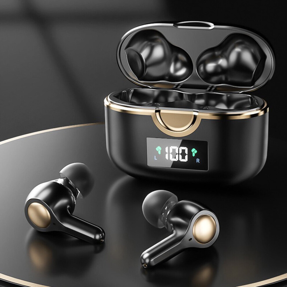 Avtoify In-Ear 5.0 Double-Moving Ring Four-Speaker Subwoofer Bluetooth Headset With Rotating Display Black 9009879028512