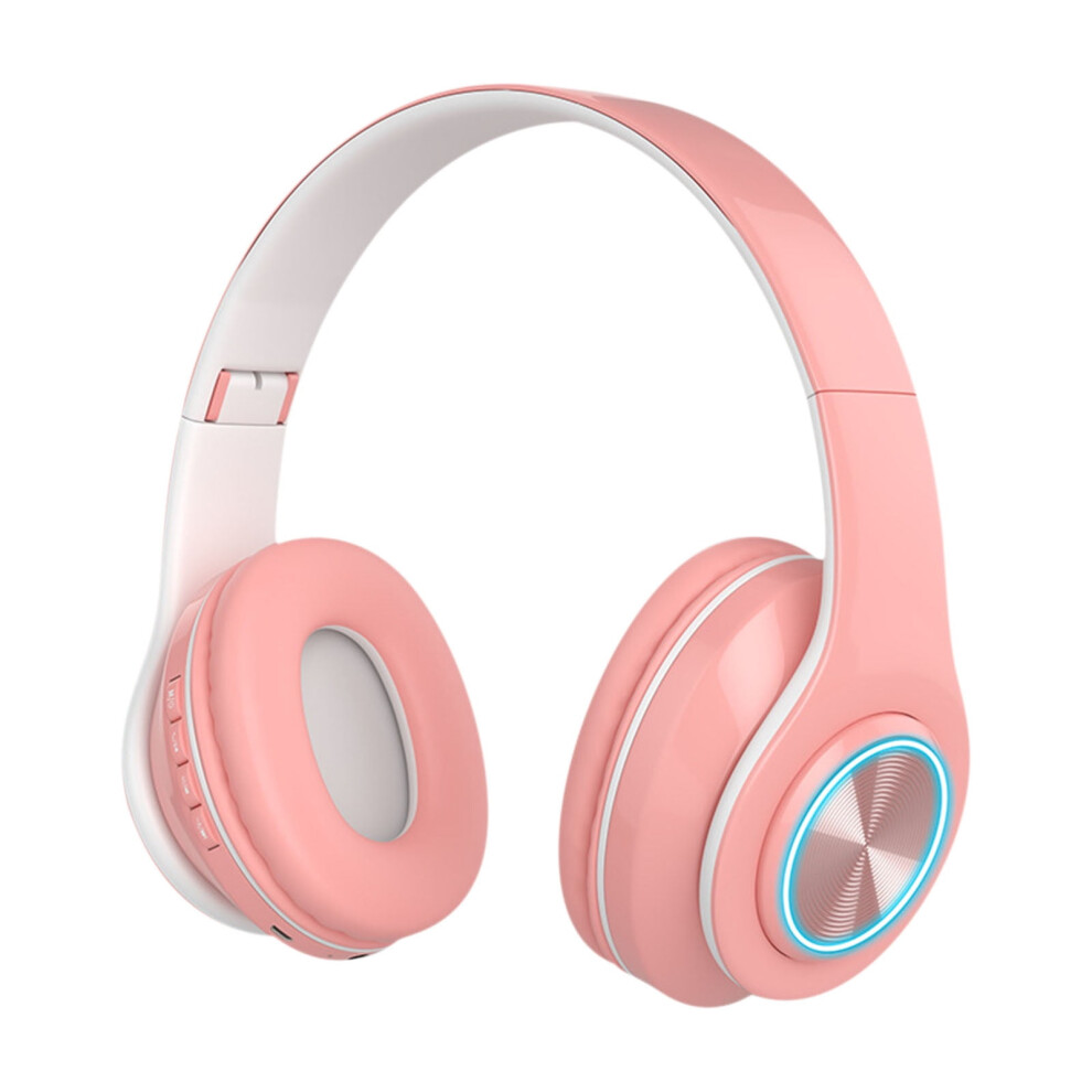 Wrkekc Back To School Saving Clearance, Wireless Headset Foldable Headset Led Lights Glowing Headphones Earphone Pluggable Card Universal Pink 9009879028529