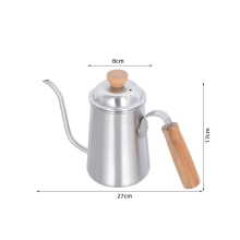 650Ml Thickened Stainless Steel Gooseneck Spout with Wooden Handle Coffee Kettle Household Camping Tea Pot