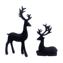 maxiaoxia Black Resin Reindeer Figurines, Elegant Christmas Reindeer Figurines, 6.5 x 3.7 Inch Couple Deer Sculpture Ornaments for Home and Office