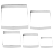 Stainless Steel Biscuit Mold Reusable Square Cookie Cutter Baking Tools Large 5 Pcs