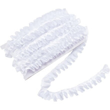 22Yards 1inch White Satin Ruffle Trim, Pleated Lace Ribbon Vintage Edging for Curtain, Sewing Craft, Wedding Dress, DIY Decor, Applique
