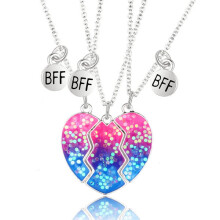 3pcs BFF Necklaces, Best Friends, Friendship Chain, Necklaces, Birthday Gifts, Chain Pendant, Gifts for Girls (Pink and Blue)