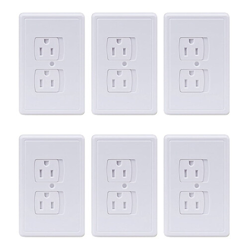 6-Pack Self-Closing Outlet Covers, Wall Socket Plate Automatic Sliding Cap Cover for Child Proofing Outlets