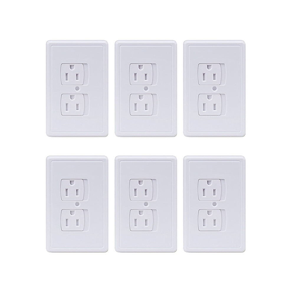 6-Pack Self-Closing Outlet Covers, Wall Socket Plate Automatic Sliding Cap Cover for Child Proofing Outlets