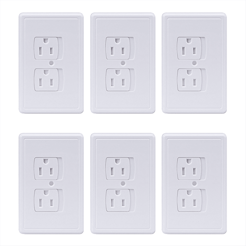 6-Pack Self-Closing Outlet Covers, Wall Socket Plate Automatic Sliding Cap Cover for Child Proofing Outlets 1