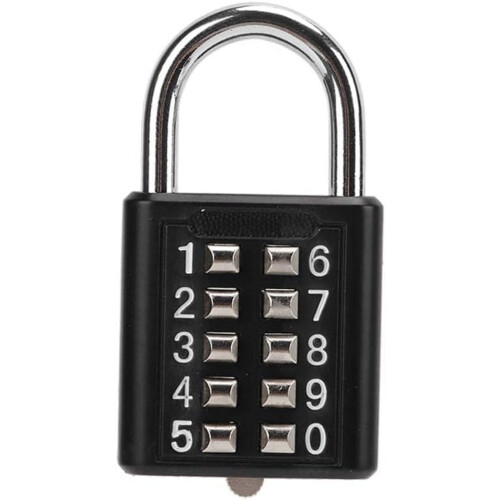10-Digit Push Button Combination Lock for Gym Locker Toolbox Gate Suitcase - Waterproof & Rustproof Design for Maximum Security