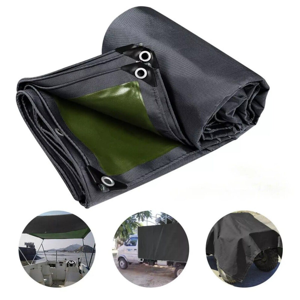 6X9ft Tarps 16Oz Heavy Duty Thick Waterproof Tent Shelter Cover, Tarpaulin Shade, Rip And Tear Proof,With Grommets And Reinforced Edges Black 9180479491286