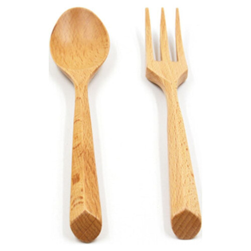 Portable Beech Fork Wooden Western Food Serving Fork Smooth Handle Dinner Fork Premium Tableware