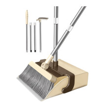 Barhoo Folding Broom & Dustpan Set with Comb Teeth, Soft Hair Rotating Brush, Lazy Person Sweeping Tool for Household Use
