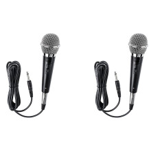 2X MIC Handheld Dynamic Wired Dynamic Microphone Clear Voice for Karaoke Vocal Music Performanc
