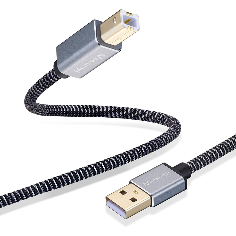 Printer Cable 20Ft, Usb Printer Cable Braid Usb 2.0 Type A Male To B Male Cable Scanner Cord High Speed 9180479494577