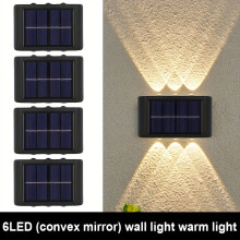 4 PCS LED Solar Wall Lights, Up and Down Lighting Solar Outdoor Light Waterproof, Solar Fence Light for Yard Garden Garage Pools Deck