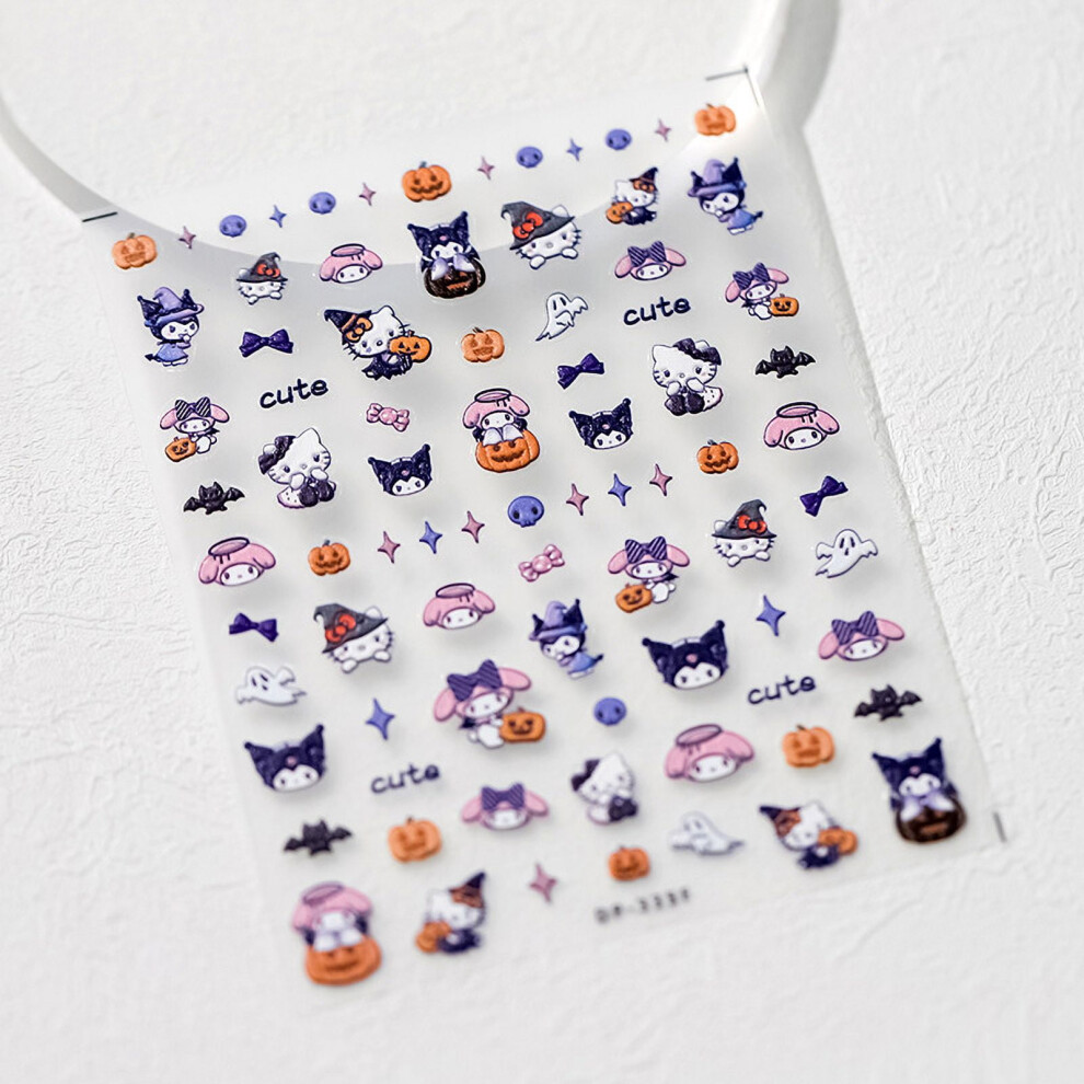1PCS Sanrio Cute Cinnamoroll Pom Pom Purin Cartoon 5D Stickers Nail Accessories Hello Kitty Pochacco Stickers Nail Decoration