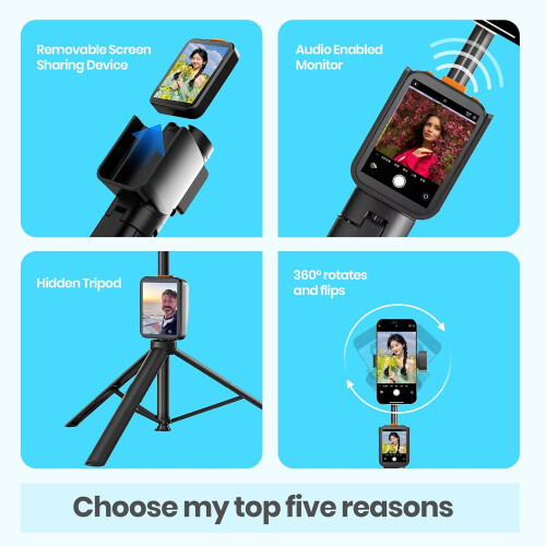Selfie Stick Tripod with Bluetooth Remote, 70.9' Extendable, 360 Rotation for iPhone and Android 2