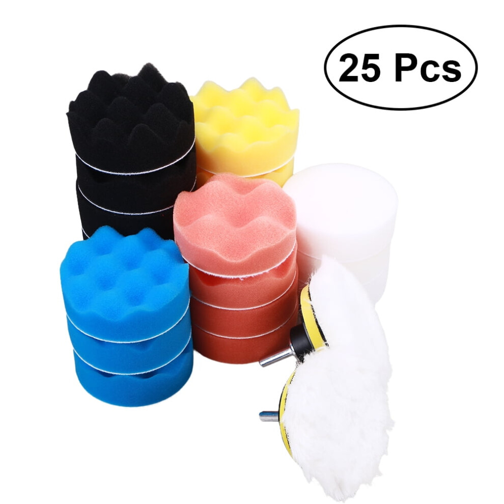 Mizh 25 Pcs Car Buffing And Polishing Pad Kit Global Waffle Pads For Car Sanding Polishing Waxing Sealing (3 Inch) 9557311177873