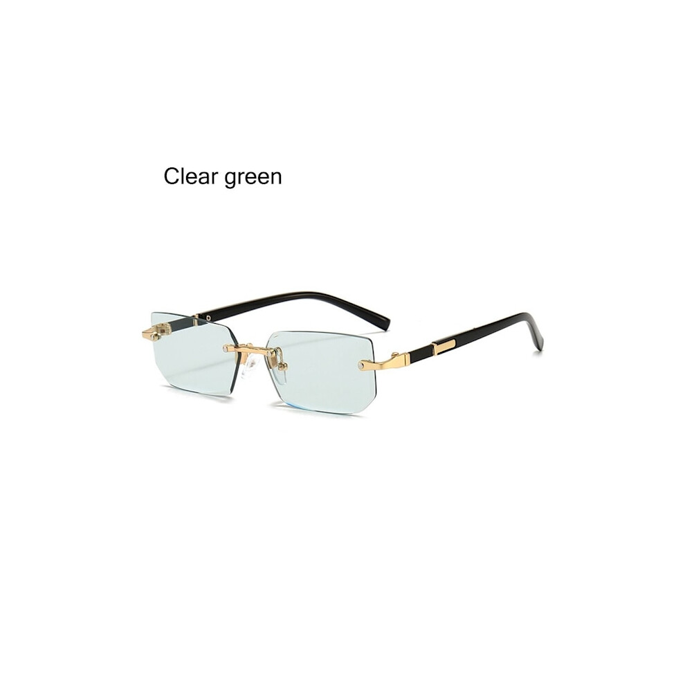 Rimless Rectangle Sunglasses Rimless Sunglasses Clear Clear Green 9557311178146