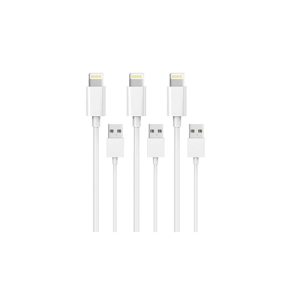 3-Pack Lightning Charger Compatible With Iphone 13/12/11/ Xs/Max/X/8/7/6/5/Se White 9557311179754