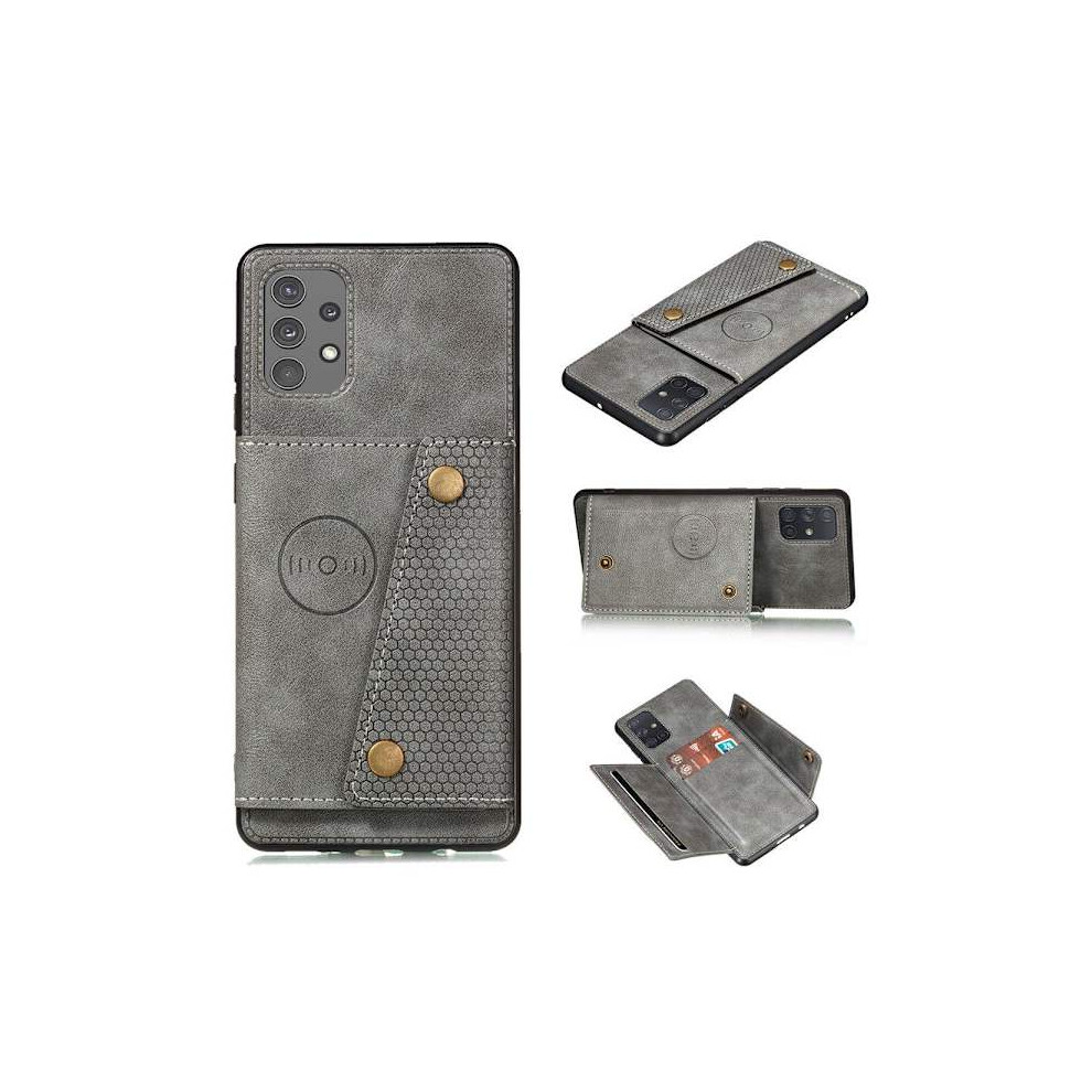 Compatible With Samsung Galaxy A32 - Practical Stylish Case With Card Holder Grey 9557311179792