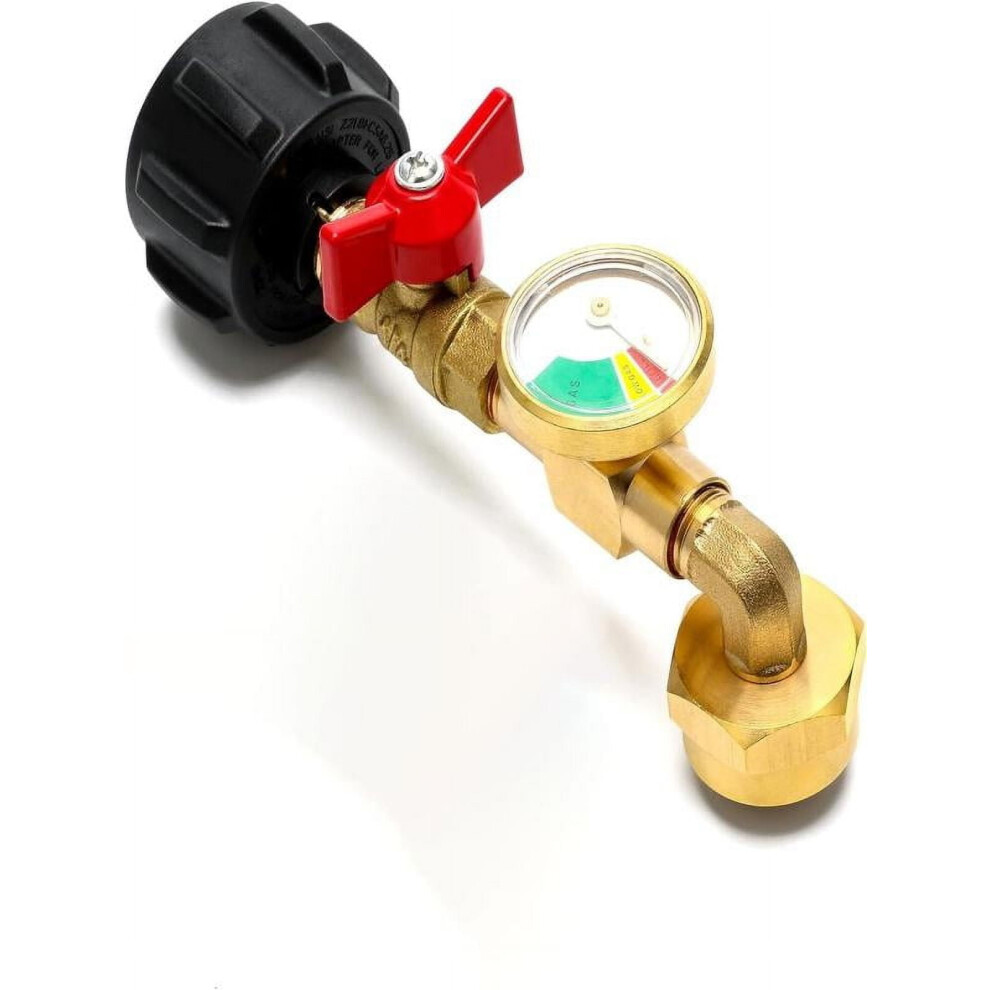 Propane Gauge & Refill Adapter For 1Lb Tank, Compatible With 5-40Lb Tanks, Elbow Adapter With Valve And Cap 9557311687754