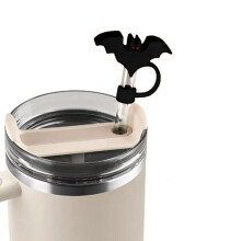 Cute 3D Halloween Bat Silicone Straw Covers 10mm - Reusable, Dust-Proof Lids for Cups - Compatible with 0.4in Straws