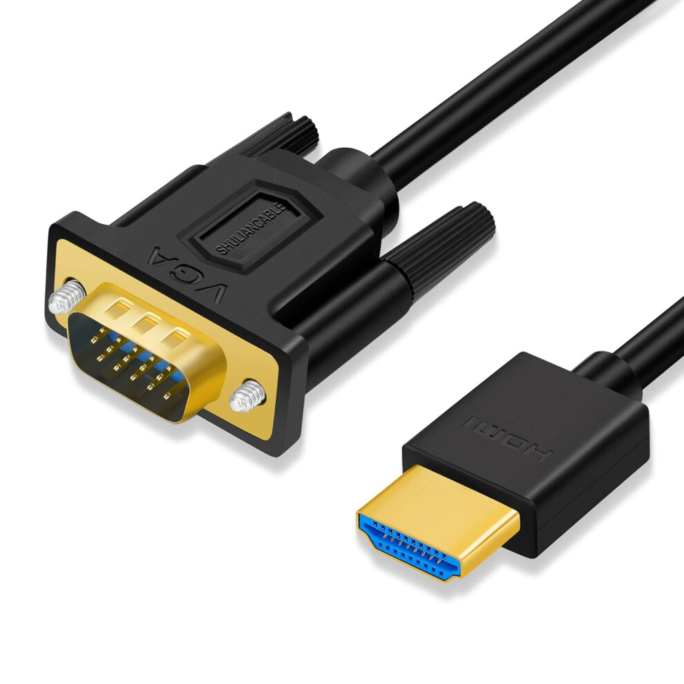 Hdmi To Vga Cable, -Plated Hdmi To Vga Cable (Male To Male) 1080P Compatible For Raspberry Pi, Roku, Gold 9557311691225