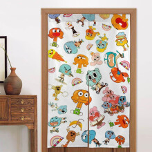 Amazing World of Gumball Door Curtain, 34" W X 56" L, Pattern Print Blackout Privacy Curtain, Room Divider Tapestry Home Decor