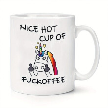 1pc, 11oz Ceramic Coffee Mug, White Creative Angry Unicorn Tea Cup, Office Portable Ceramic Mug For Hot Or Cold Drink, Novelty Gift