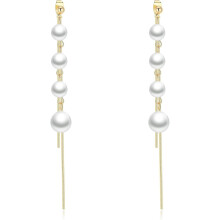 Pearl Dangle Earrings Chain for Women Teen Girls Elegant Pearl Long Chandelier Tassel Drop Earrings for Wedding Prom Anniversary