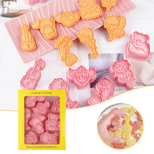 Herrnalise 8 Pieces Valentine's Day Cookie Moulds For Baking Cookie Press Cookie Mould Set Kitchen Tools Plastic Cookie Stamps