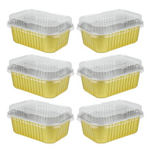 Containers with Lids Pudding Cups 6 Pcs Aluminum Foil Cake Box Food Grilled Pans Restaurant