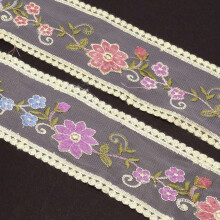 Embroidery Polyester Lace Trim for Sewing Decoration Craft Flower Colorful 3-1/2 inch(90mm) 10 yard/bundle